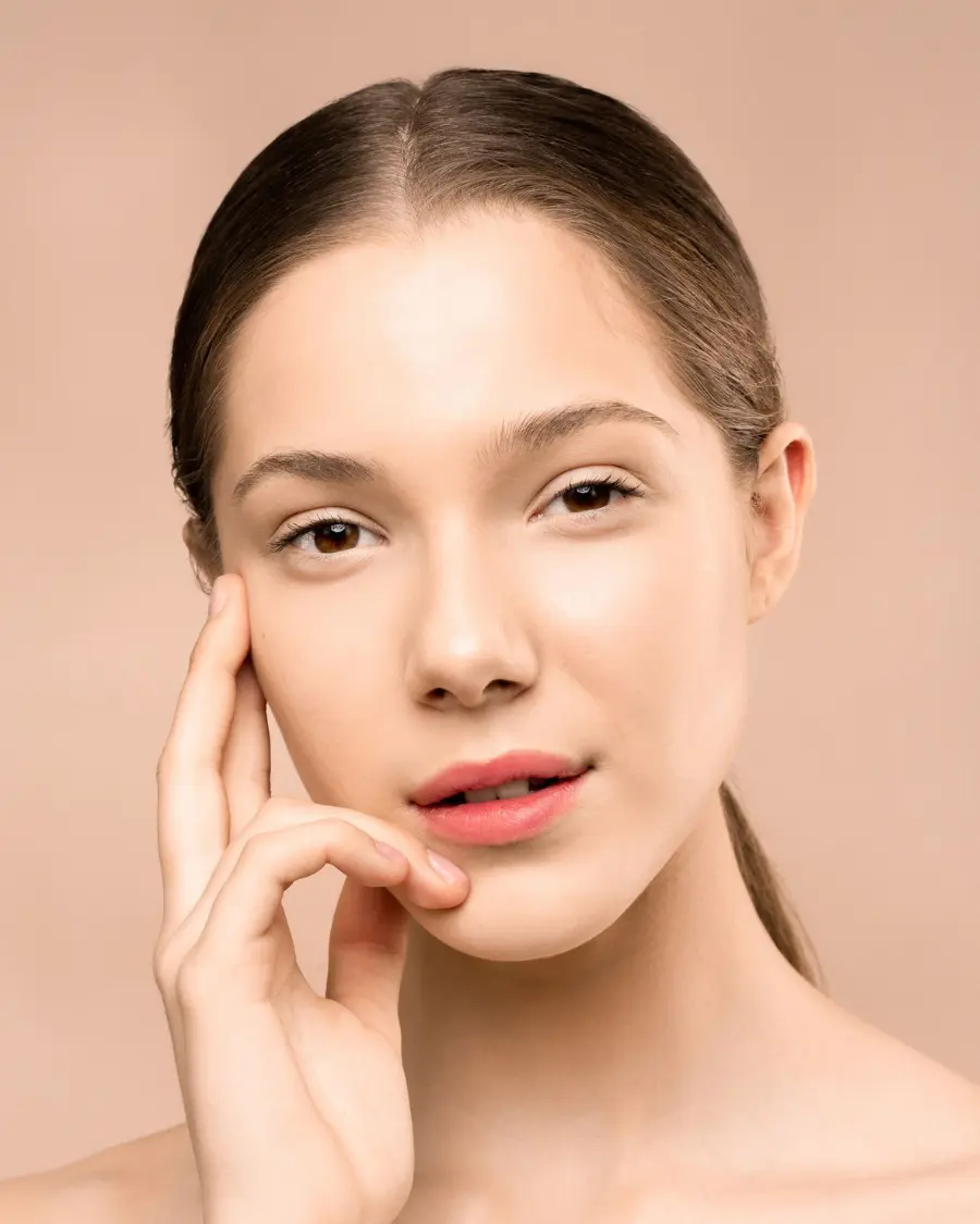 Close portrait of clear, healthy skin